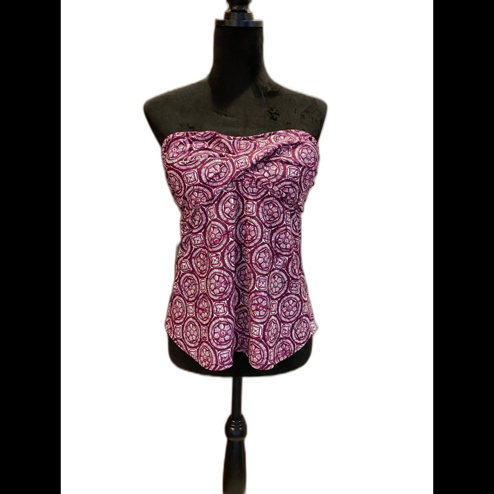 Stylus Strapless‎ Swimsuit Top Womens Size Large Burgundy  Pool Beach Vacation
